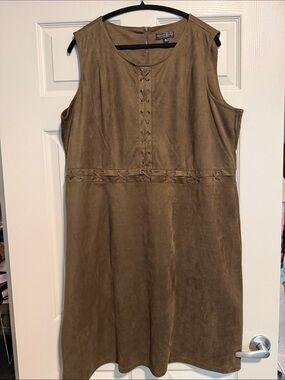Spenser Jeremy Brown Lace-Up Faux Suede Midi Dress